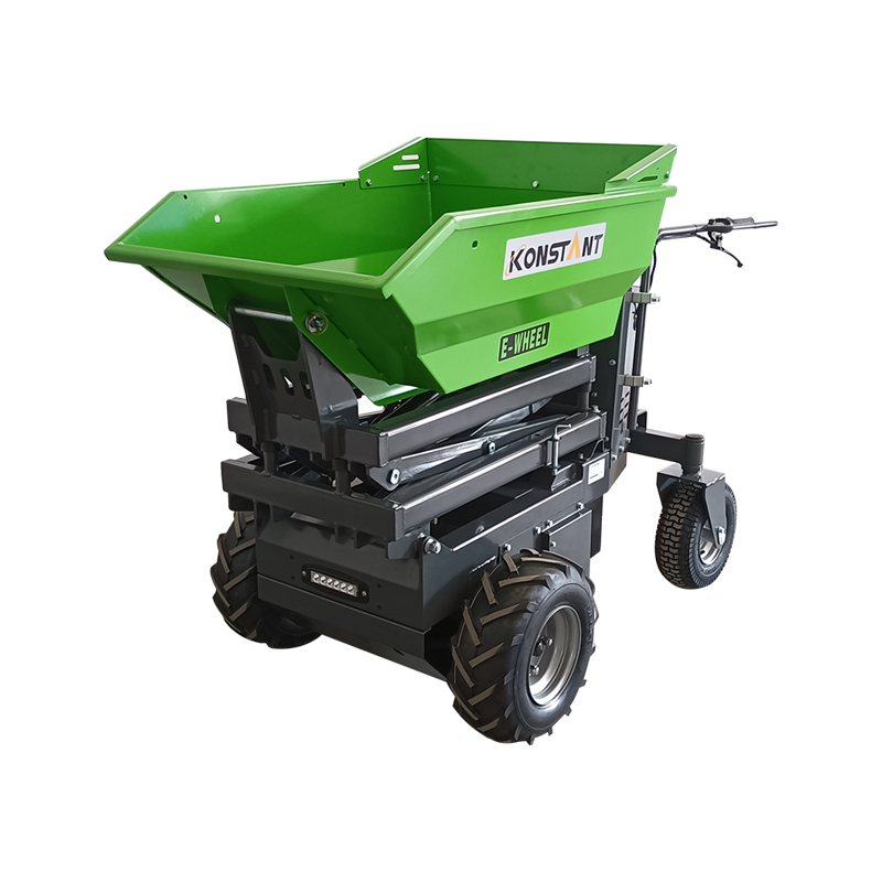 Daya Barrow Mini Dumper 100% Listrik Drive Elektromagnetik Sistem Rem Hidraulik Tip dan mengangkat 
